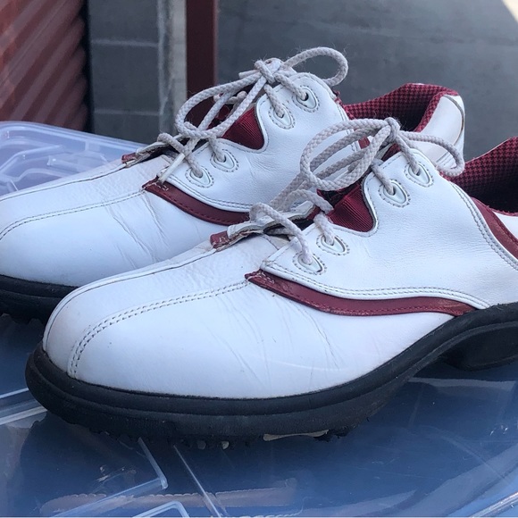 Footjoy Golf Shoes, #97322 Women’s White/Red Leather, Mens US Size 7M - Picture 4 of 10